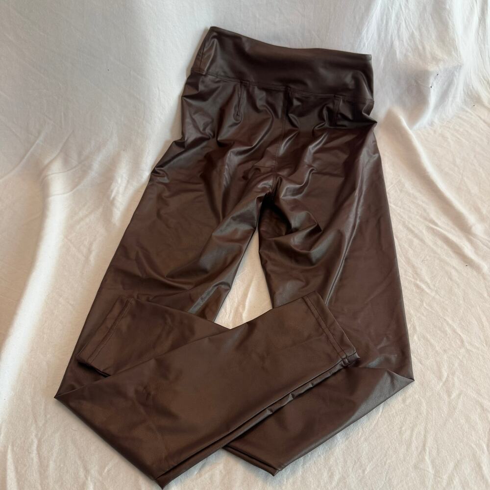 NWOT new Aerie Offline brown faux leather pleather leggings, size medium